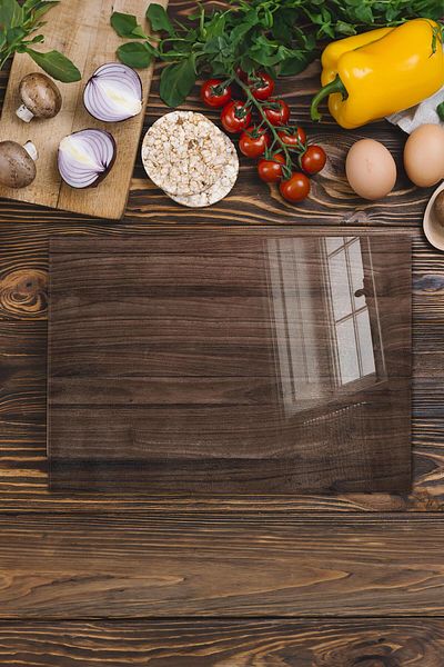 Postifull Glass Cutting Board, Chopping Board, Natural Wood Pattern, Thick and Tempered Unbreakable Glass, 21*30cm