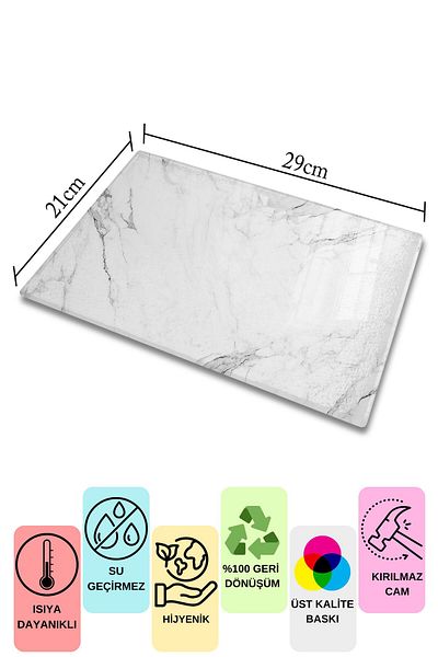 Postifull Glass Cutting Board, Chopping Board, Aesthetic Marble Pattern, Thick and Tempered Unbreakable Glass, 21*30cm