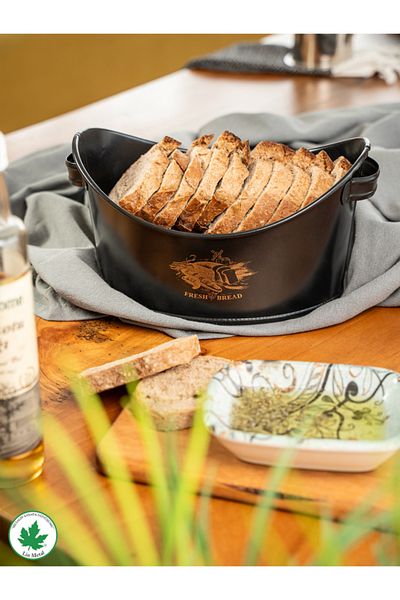 linmetal Metal Boat Bread Bowl, Gondola Bread Bowl, Bread Basket, Presentation Bowl (Fresh Bread Printed)