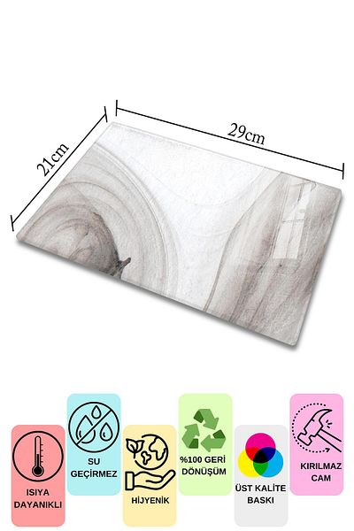 Postifull Glass Cutting Board, Chopping Board, Aesthetic Marble Pattern, Thick and Tempered Unbreakable Glass, 21*30cm