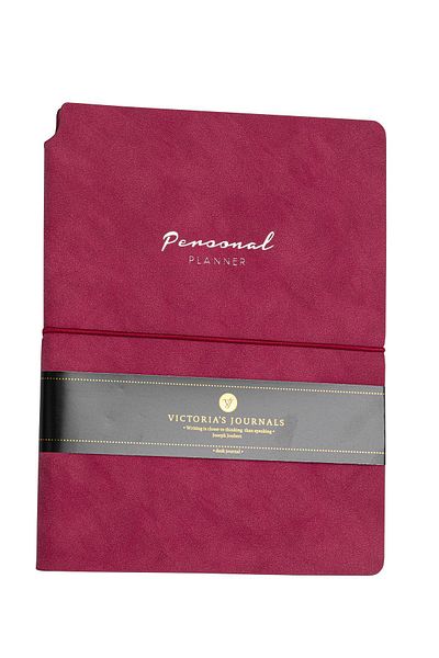 Victoria's Journals Fuchsia Kuka Vegan Leather Planner Lined Notepad - Flexible Cover and Elastic, 19X25 cm