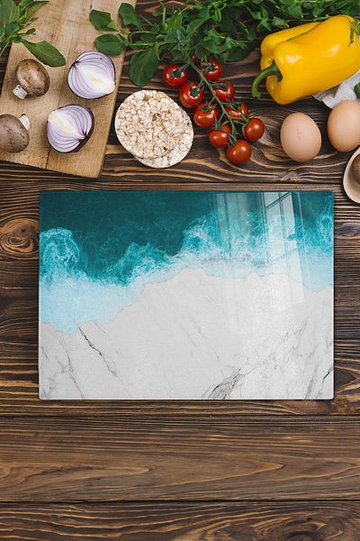 Postifull Glass Cutting Board, Chopping Board, Aesthetic Marble Pattern, Thick and Tempered Unbreakable Glass, 21*30cm