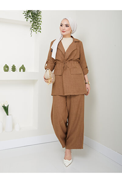 GÖKÇE CLOTHİNG Women's Linen Suit with Jacket
