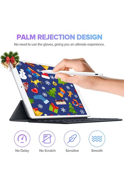 m.tk moveteck iPad 10.9 (10Th Generation) Compatible Palm-Sensing (Red) Tilt Drawing Thickness Changing Stylus Pen