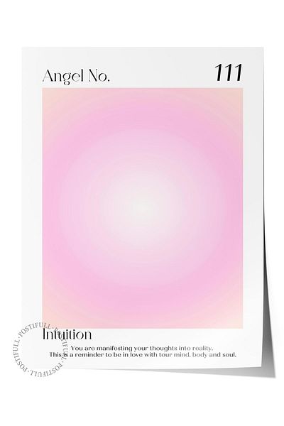 Postifull Αφίσα χωρίς πλαίσιο, Σειρά Aura NO:45 - 111 - Pink Circle Aura, Αριθμοί Αγγέλου, Έγχρωμη αφίσα