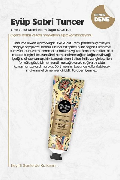 Eyüp Sabri Tuncer 3 Pack Warm Sugar 50 ml Pj Hand and Body Cream - Tube and ROSIE Cotton