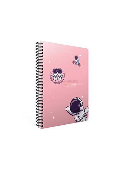 Gıpta Happiness Spiralli Pembe Karton Kapak 80 Yaprak A4 Kareli Defter