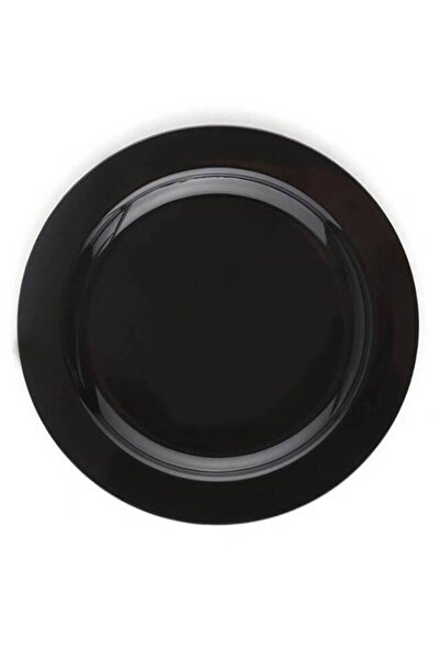 kidspartim Plastik Porselen Görünümlü Siyah Tabak 26 cm 10 lu
