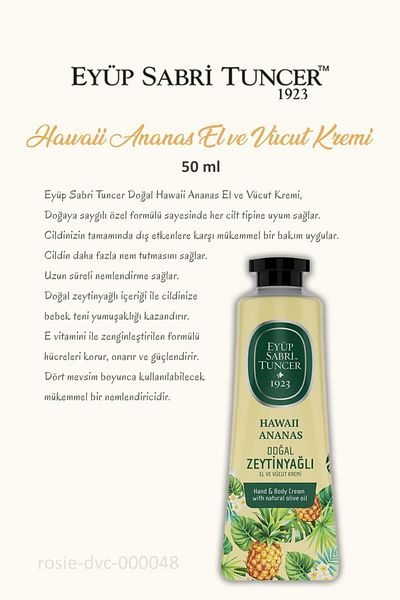 Eyüp Sabri Tuncer Hawaii Pineapple Patterned 3-Pack Hand and Body Cream - 50 ml ROSIE Cotton