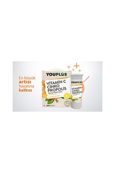 Youplus Vitamin C and Zinc Propolis 20 Effervescent Tablets - 5 Pieces
