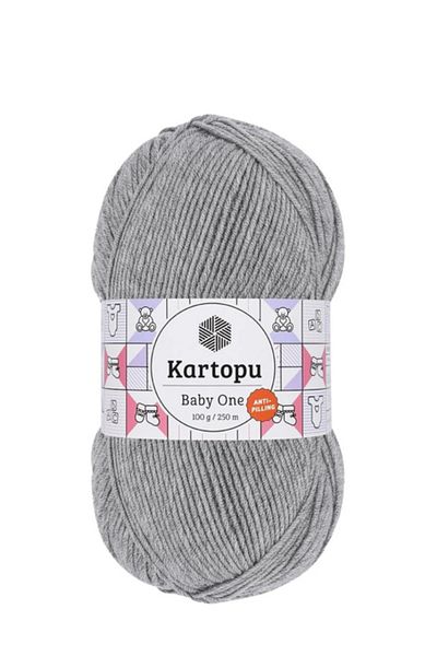 Kartopu Baby One Antipilling 100GR Πλεκτό νήμα χειρός - Ανοιχτό Γκρι Μελανζέ