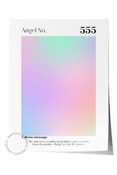 Postifull Aura Series NO:86 - 555 Αγγελικός αριθμός Έγχρωμη αφίσα χωρίς πλαίσιο