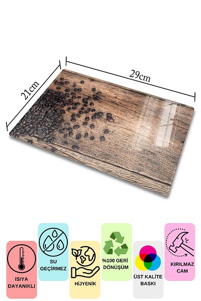 Postifull Glass Cutting Board, Chopping Board, Natural Wood Pattern, Thick and Tempered Unbreakable Glass, 21*30cm