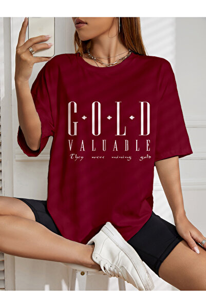 ROORE Υπερμεγέθες μπλουζάκι με στάμπα G-O-L-D VALUABLE