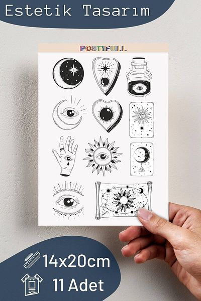 Postifull Σετ αυτοκόλλητων με θέμα το Tarot - Σετ αυτοκόλλητων 11 τεμαχίων - Αυτοκόλλητο συμβατό με τηλέφωνο, tablet, φορητό υπολογιστή