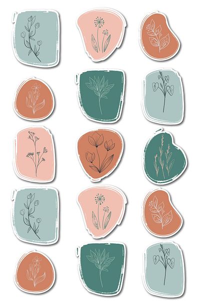Postifull Botanical Themed Sticker and Label Set - Medium Size - Waterproof, Thick Adhesive Sticker Set