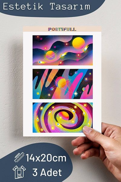 Postifull Space Themed Sticker Set - 4 Piece Sticker Set - Phone, Tablet, Notebook Laptop Compatible Sticker
