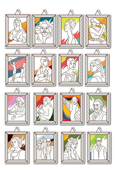 Postifull Painters Themed Sticker Set - 16 Piece Sticker Set - Phone, Tablet, Notebook Laptop Compatible Sticker
