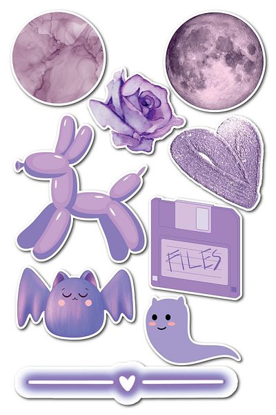 Postifull Purple Themed Sticker Set - 9 Piece Sticker Set - Phone, Tablet, Notebook Laptop Compatible Sticker