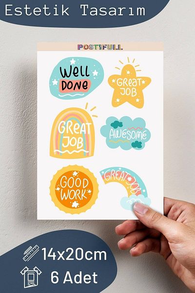 Postifull Motivational Themed Sticker Set - 6 Piece Sticker Set - Phone, Tablet, Notebook Laptop Compatible Sticker