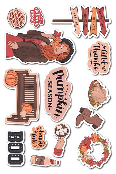 Postifull Autumn - Pumpkin Themed Sticker and Label Set - Medium Size - Waterproof, Thick Adhesive Sticker