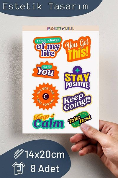 Postifull Σετ αυτοκόλλητων με θέμα Motivational - Σετ αυτοκόλλητων 8 τεμαχίων - Αυτοκόλλητο συμβατό με τηλέφωνο, tablet, φορητό υπολογιστή