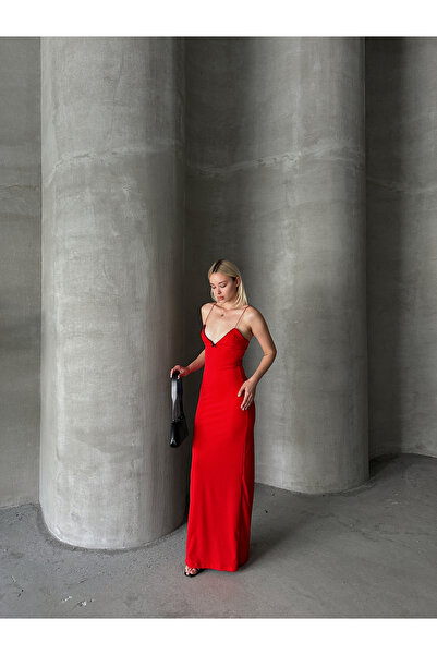 R&G RIMANERE GIOVANI Women's Thin Strap Low-cut Long Dress