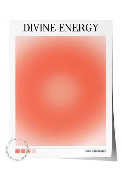 Postifull Aura Series NO:34 - Θεια Ενέργεια, Πορτοκαλί Αγγέλος Αριθμημένη Έγχρωμη Αφίσα