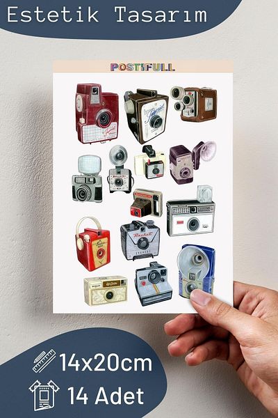 Postifull Vintage Themed Sticker Set - 14 Piece Sticker Set - Phone, Tablet, Notebook Laptop Compatible Stickers
