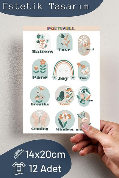 Postifull Botanical Themed Sticker and Label Set - Medium Size - Waterproof, Thick Adhesive Sticker Set
