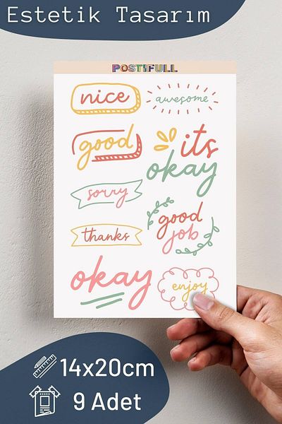 Postifull Motivational Themed Sticker Set - 9 Piece Sticker Set - Phone, Tablet, Notebook Laptop Compatible Sticker