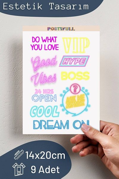 Postifull Motivational Themed Sticker Set - 9 Piece Sticker Set - Phone, Tablet, Notebook Laptop Compatible Sticker