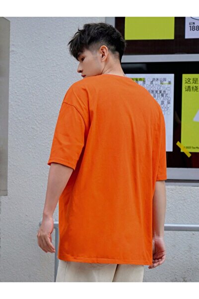 DEEPSENCE Unisex Oversize DEAR εμπριμέ πορτοκαλί μπλουζάκι