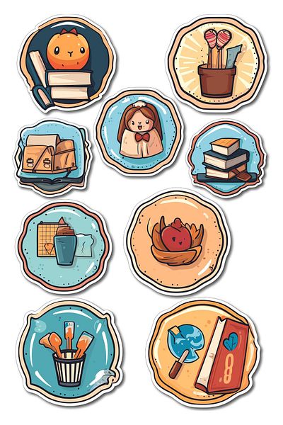 Postifull Books & Art Themed Sticker and Label Set - Medium Size - Waterproof, Thick Adhesive Sticker Set