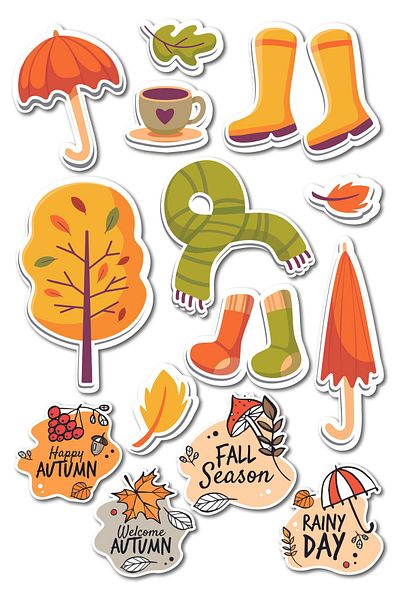 Postifull Autumn Themed Sticker and Label Set - Medium Size - Waterproof, Thick Adhesive Sticker Set