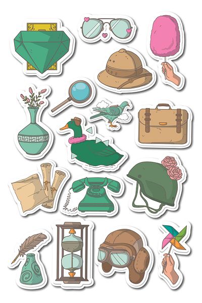 Postifull Art Themed Sticker and Label Set - Medium Size - Waterproof, Thick Adhesive Sticker Set