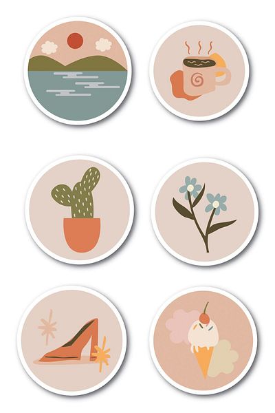 Postifull Boho Themed Sticker Set - 6 Piece Sticker Set - Phone, Tablet, Notebook Laptop Compatible Stickers