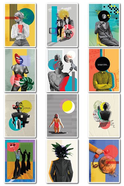 Postifull Modern Art Themed Sticker Set - 12 Piece Sticker Set - Phone, Tablet, Notebook Laptop Compatible Sticker