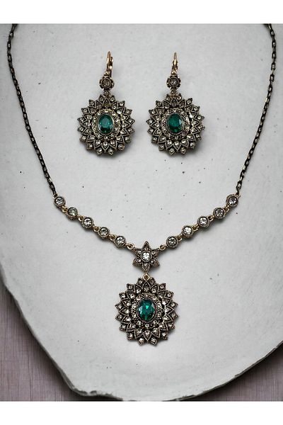 FAYRA ACCESSORIES Sun Figure Choker Necklace and Earring Set