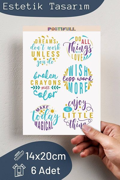 Postifull Motivational Themed Sticker Set - 6 Piece Sticker Set - Phone, Tablet, Notebook Laptop Compatible Sticker