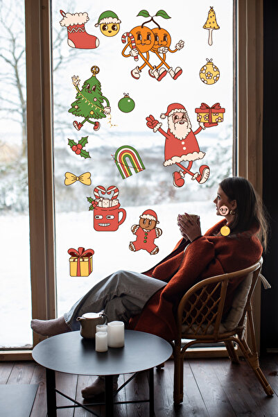 Postifull Yılbaşı Sticker Seti, Estetik Yılbaşı Süsü, Yılbaşı Dekoru, Kapı, Duvar Ve Cam Dekorasyon Stickerı