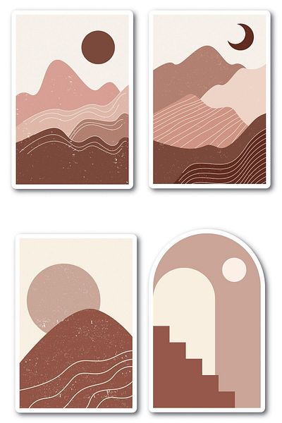 Postifull Boho Themed Sticker Set - 4 Piece Sticker Set - Phone, Tablet, Notebook Laptop Compatible Stickers