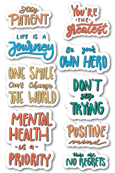 Postifull Σετ αυτοκόλλητων με θέμα Motivational - Σετ αυτοκόλλητων 8 τεμαχίων - Αυτοκόλλητο συμβατό με τηλέφωνο, tablet, φορητό υπολογιστή