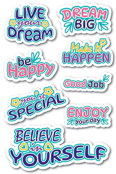 Postifull Σετ αυτοκόλλητων με θέμα Motivational - Σετ αυτοκόλλητων 8 τεμαχίων - Αυτοκόλλητο συμβατό με τηλέφωνο, tablet, φορητό υπολογιστή