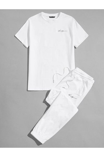 Sky Light Unisex White Printed T-Shirt - White Jogger - Summer