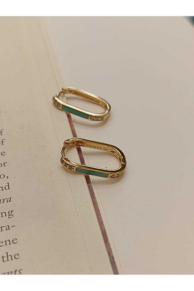 PAMES Rose Blue Steel Earrings - Strip Detailed
