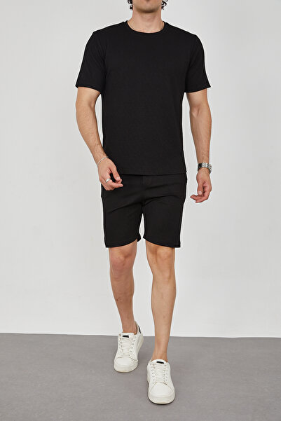 DOAYS Erkek Tam Likralı Yumuşak Jakar Kumaş Şort T-Shirt Takım DOAYS-027