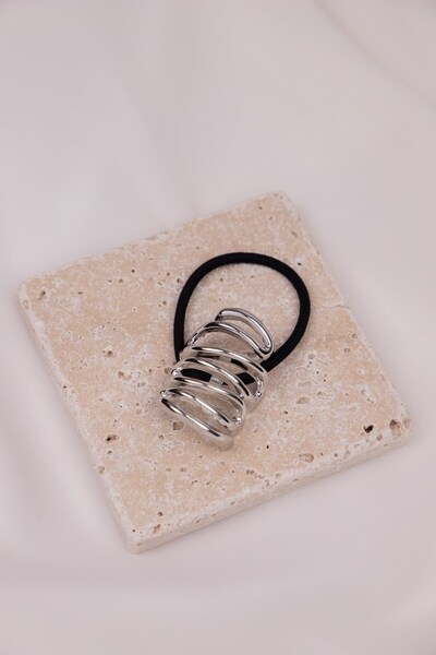 Sacha Accessories Curved Plate Silver Rubber Buckle