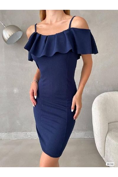 Varyete Layered Design Strappy Carmen Collar Mini Length Dress
