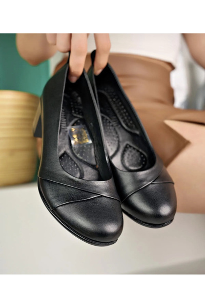 ELF HAKİKİ DERİ KADIN GÜNLÜK TOPUKLU AYAKKABI